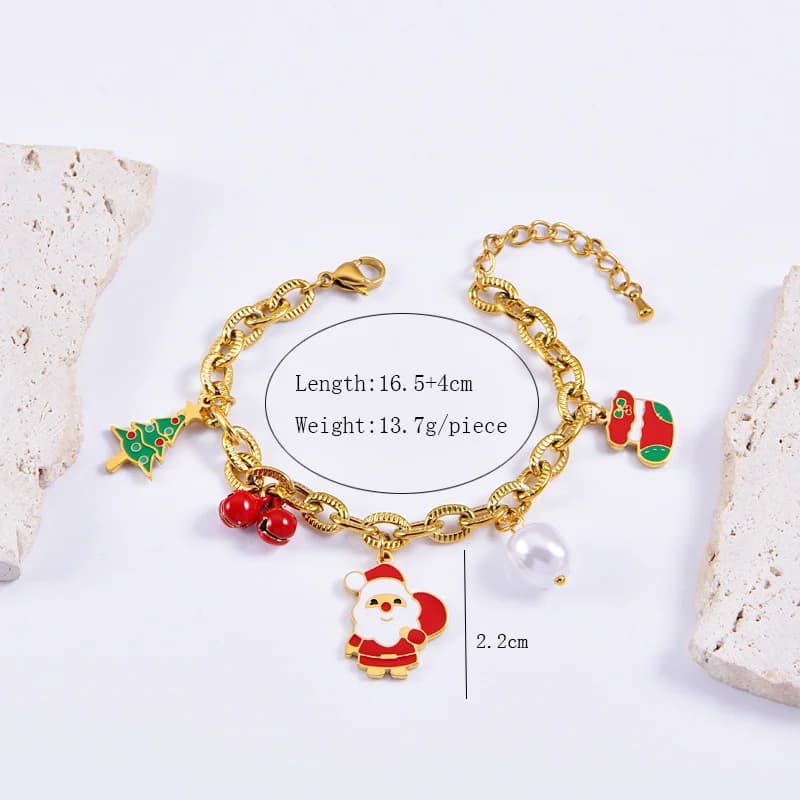 Rustfritt stål snømann charm armbånd
