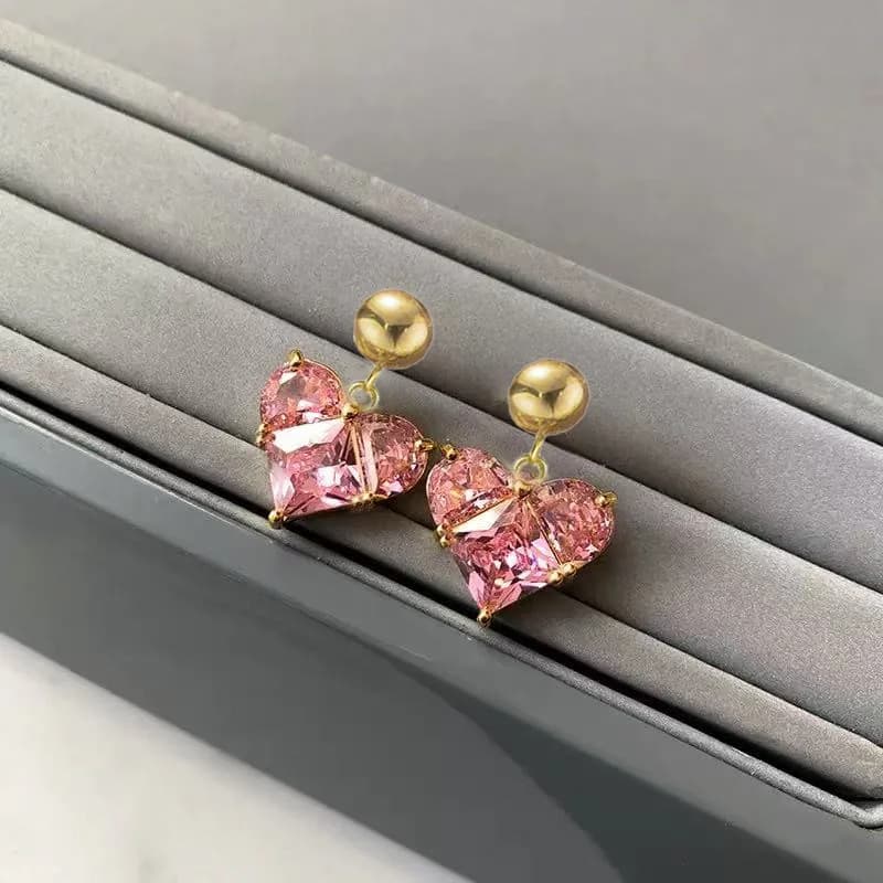 Stainless Steel Zircon Crystal Drop Dangle Earrings