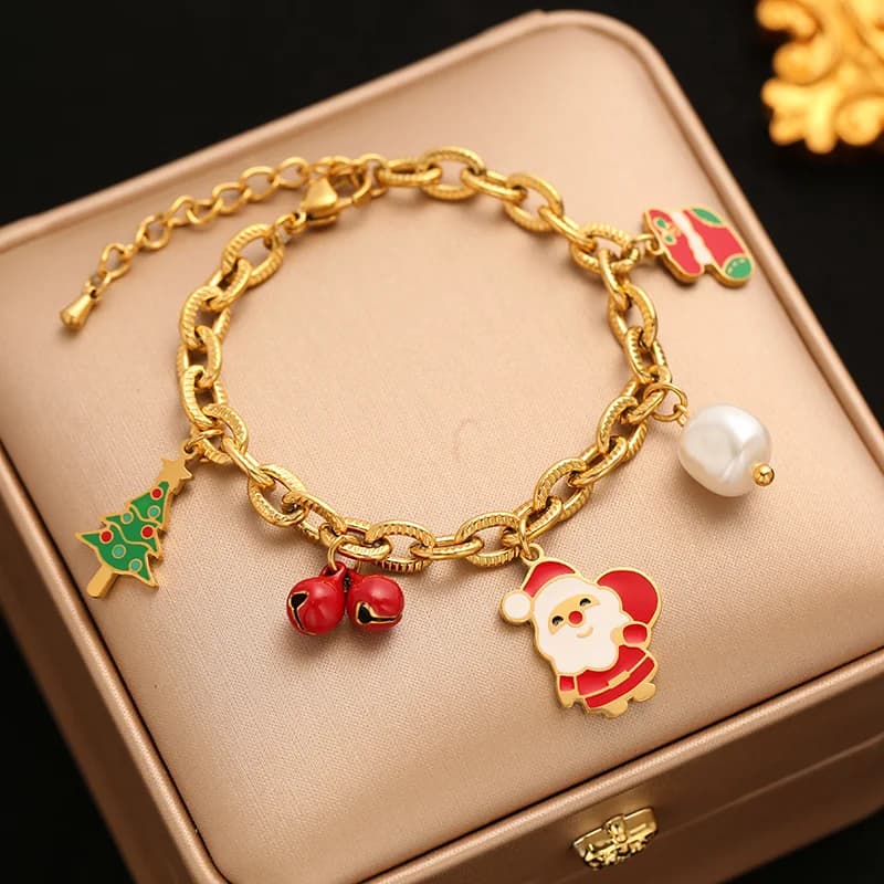 Rustfritt stål snømann charm armbånd