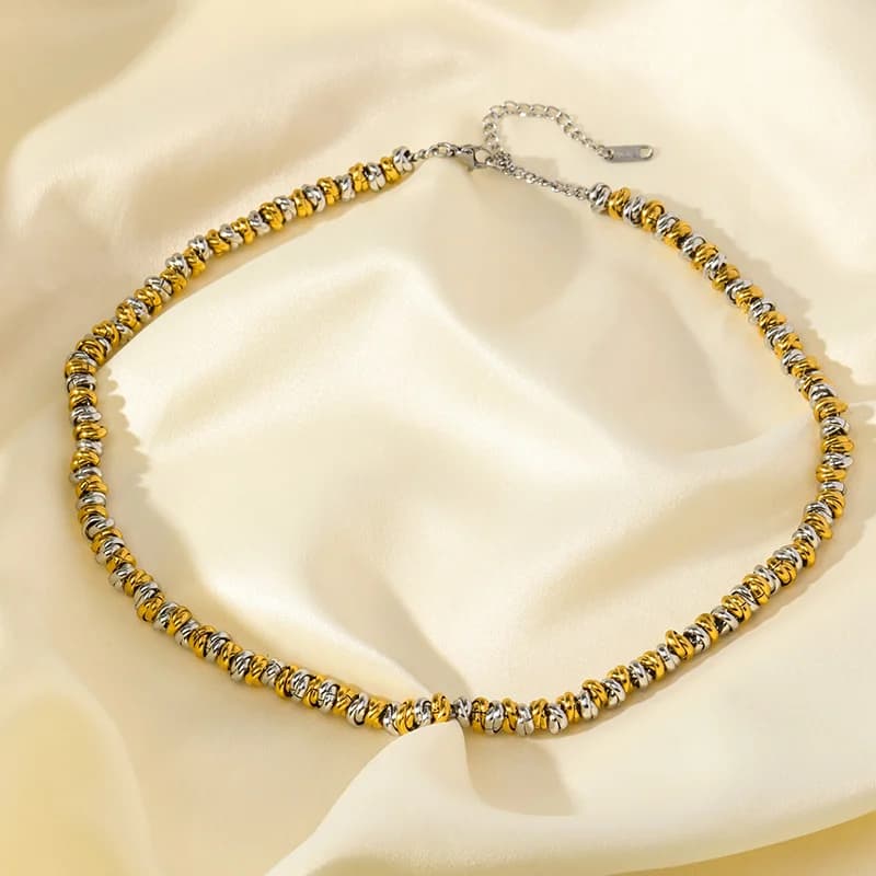 Two-Tone Chain Necklace and Bracelet Set