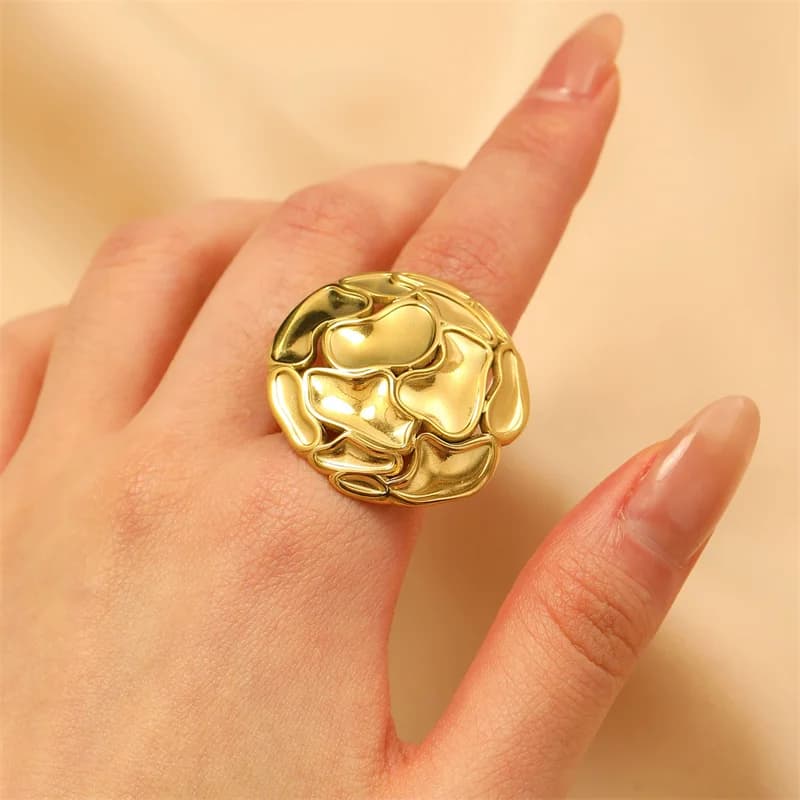 Tøylibelle-ring, 18K forgylt rustfritt stål