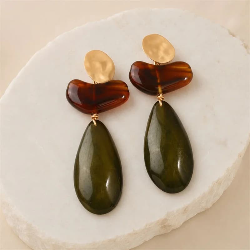Resin Vacation-Style Stud Dangle Earrings