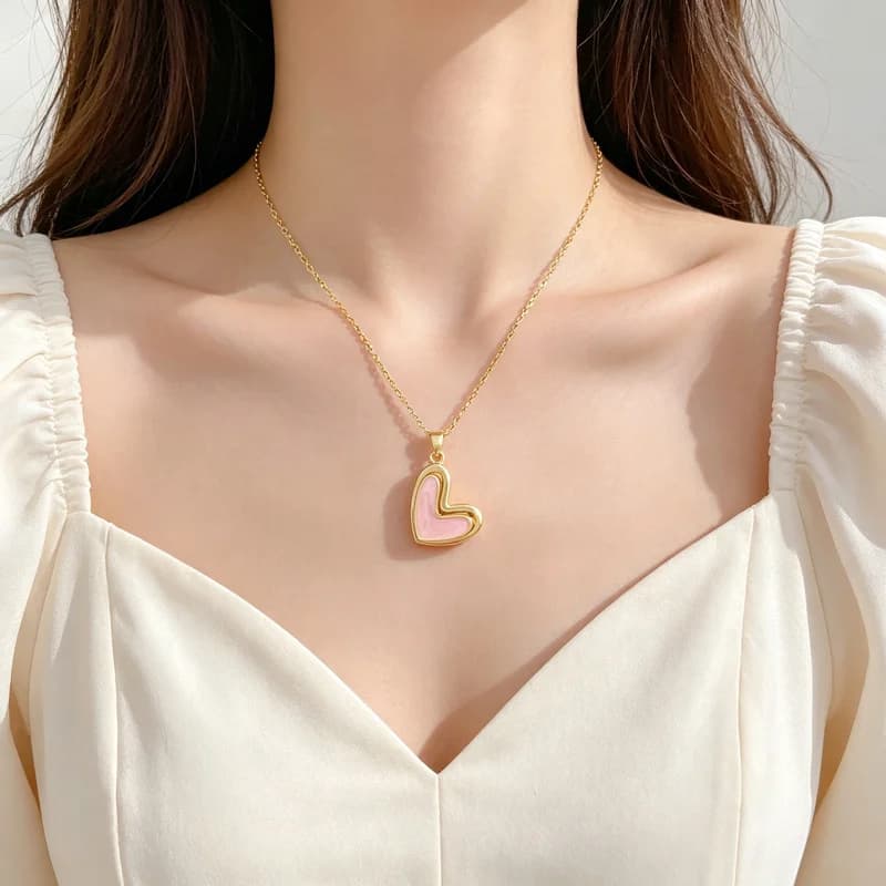 Pink Heart Love Pendant Necklace