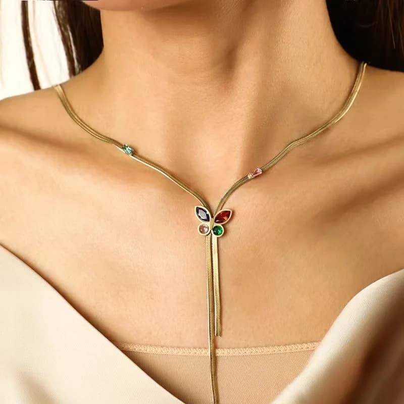 White Zircon Long Pendant Necklace