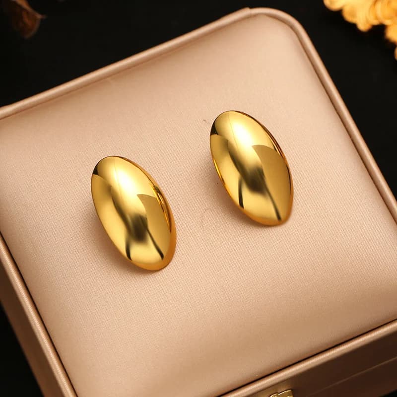 Geometric Heart Gold Color Stud Earrings