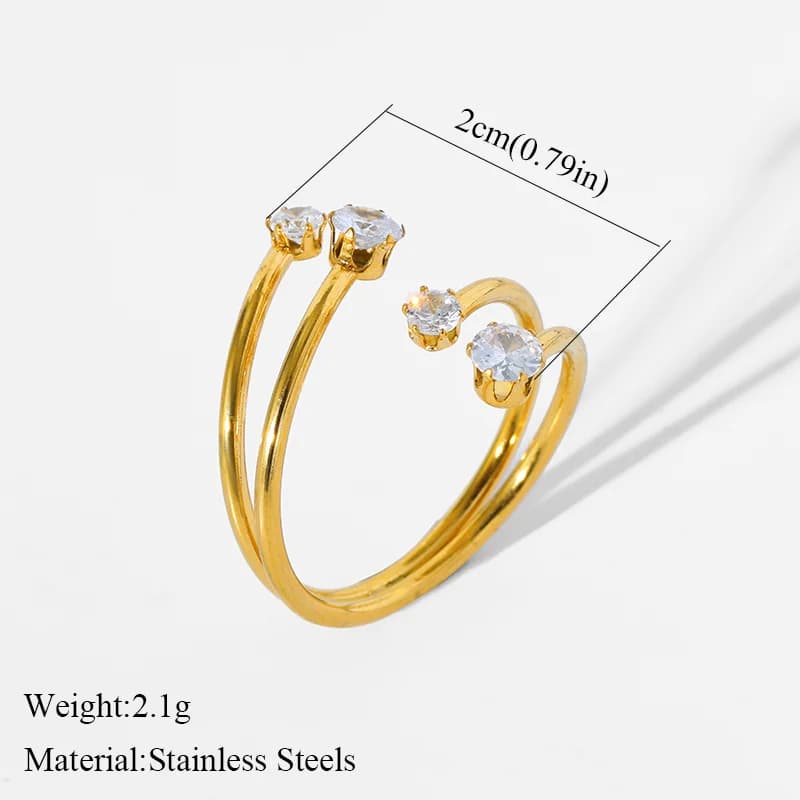 Gold Color Eye Zirconia Charm Statement Ring