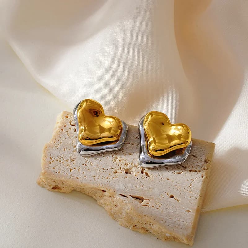 Geometric C-Shaped Zircon Stud Earrings