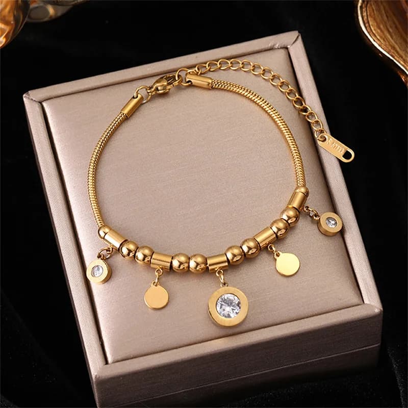 Round Roman Numeral Charm Bracelet