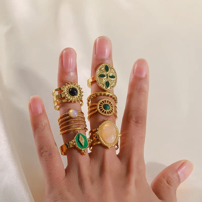 Justerbar retro ring i rustfritt stål for kvinner