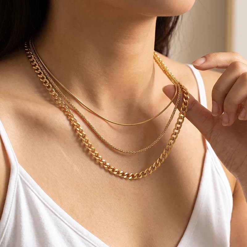Minimalist Stainless Steel Layered Stacking Necklace