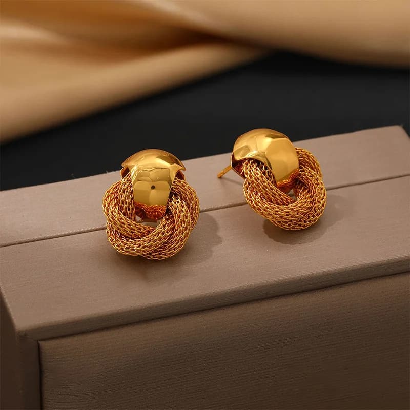Stainless Steel Gold Irregular Hoop Earrings