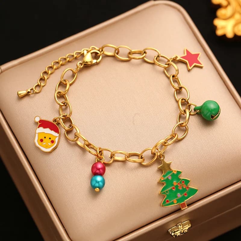 Rustfritt stål snømann charm armbånd