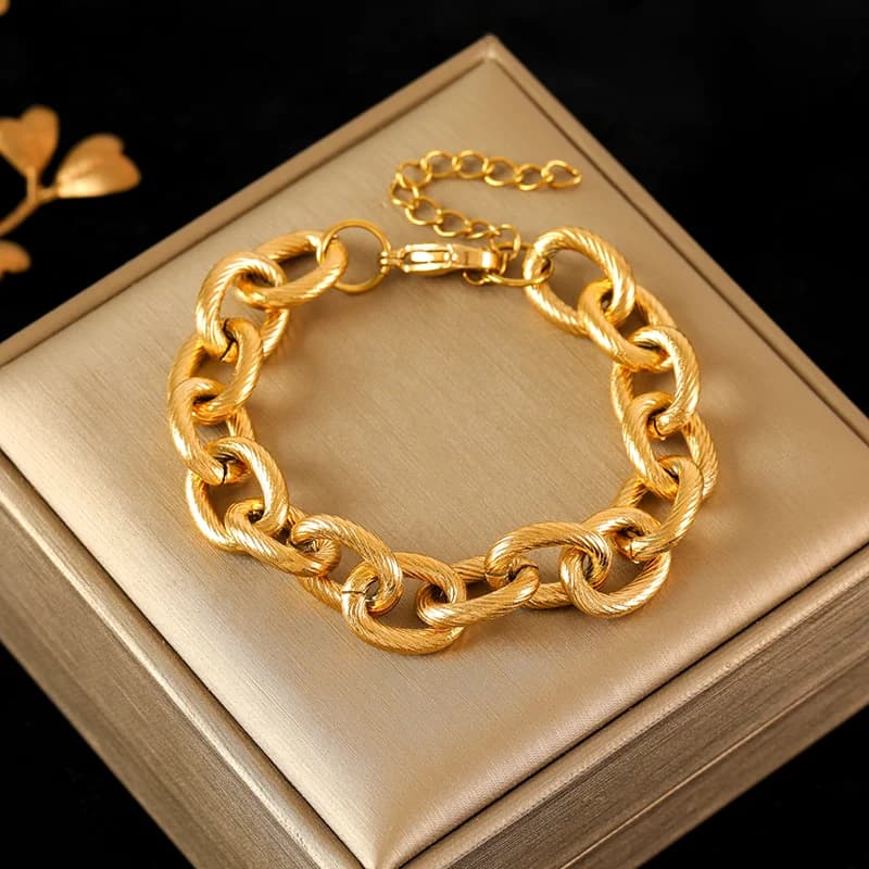 Thick Chain Bracelet, Gold and Silver Color