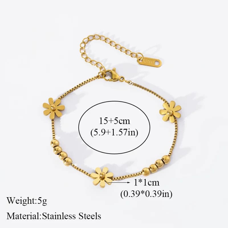 Gullfarget blomsterarmbånd for kvinner og jenter