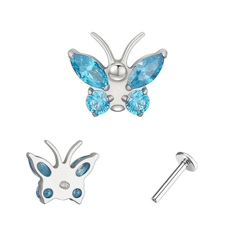 Titanium Spiral Butterfly Zircon Body Piercing