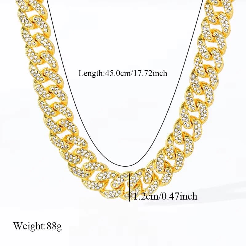 Geometrisk cubansk kjede – halskjede og armbåndsett
