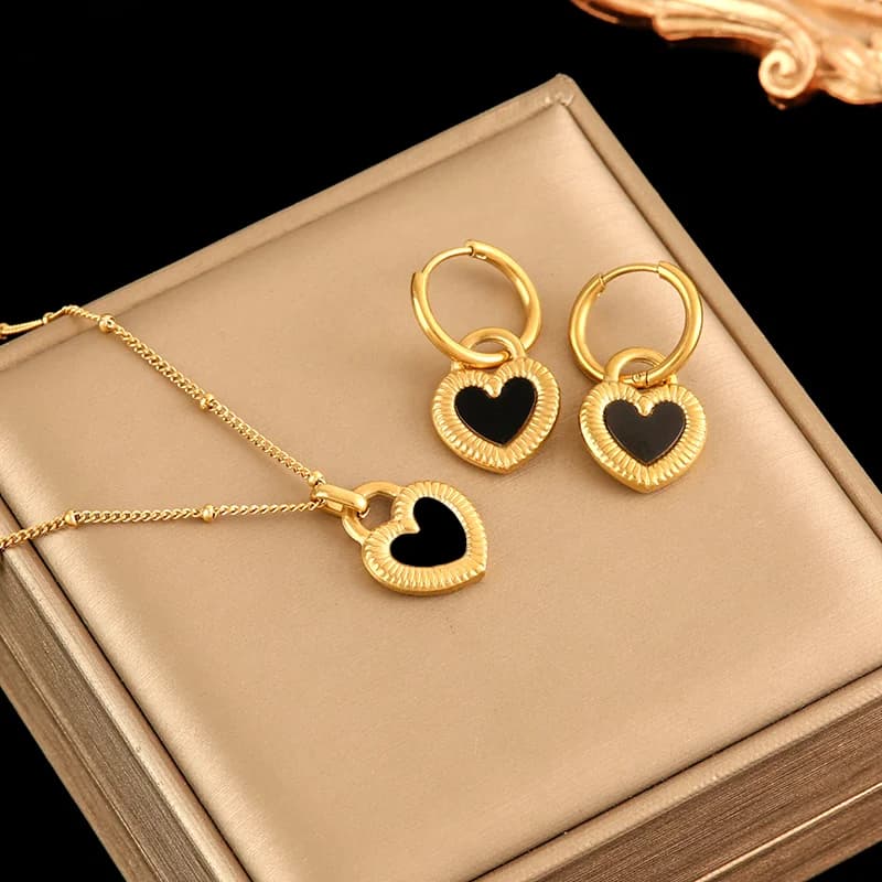 Star Flower Bear Necklace and Earrings Set