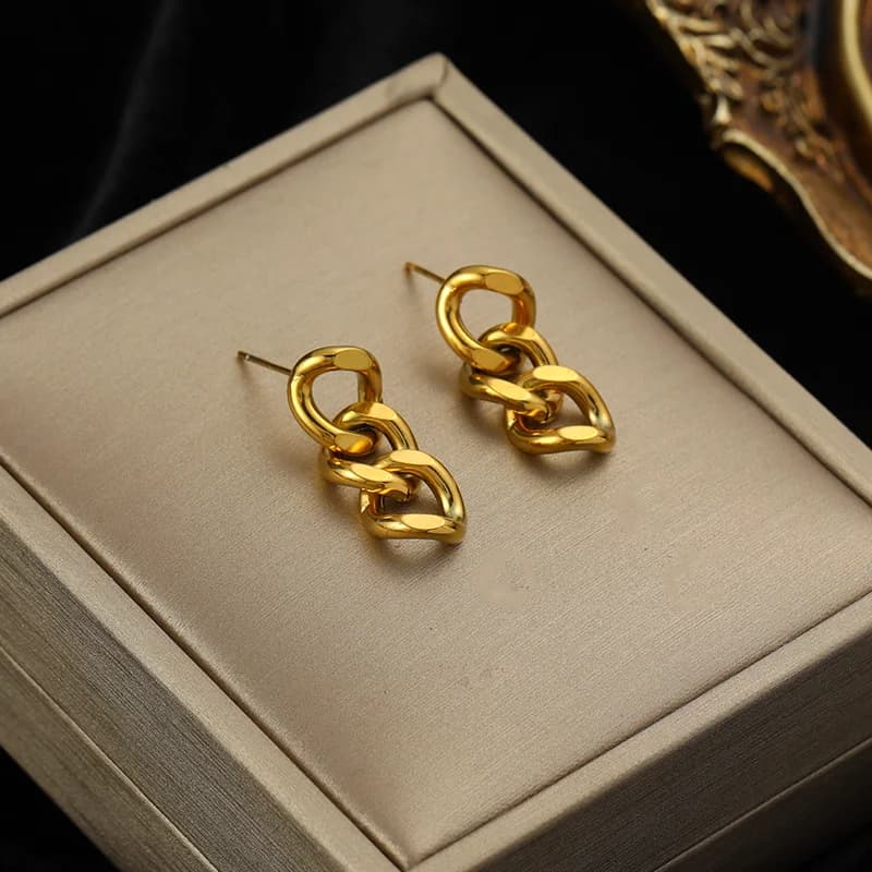 Stainless Steel Gold Irregular Hoop Earrings