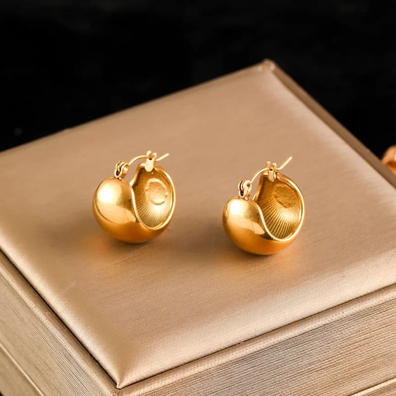 Geometric Heart Gold Color Stud Earrings